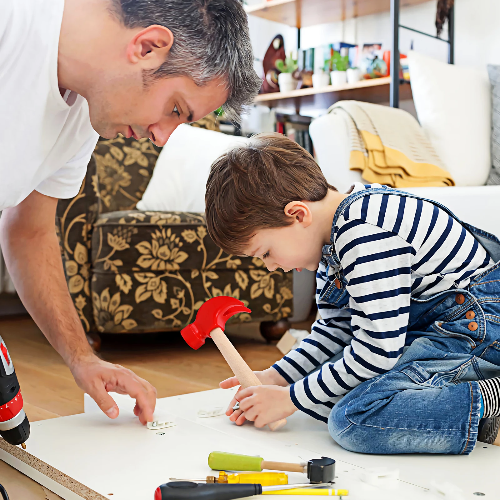 

3Pcs Wooden Hammer Set Fine Craftsmanship Lightweight Round Smooth Surface Maintenance Simulation Tool for Kids Hand Muscle