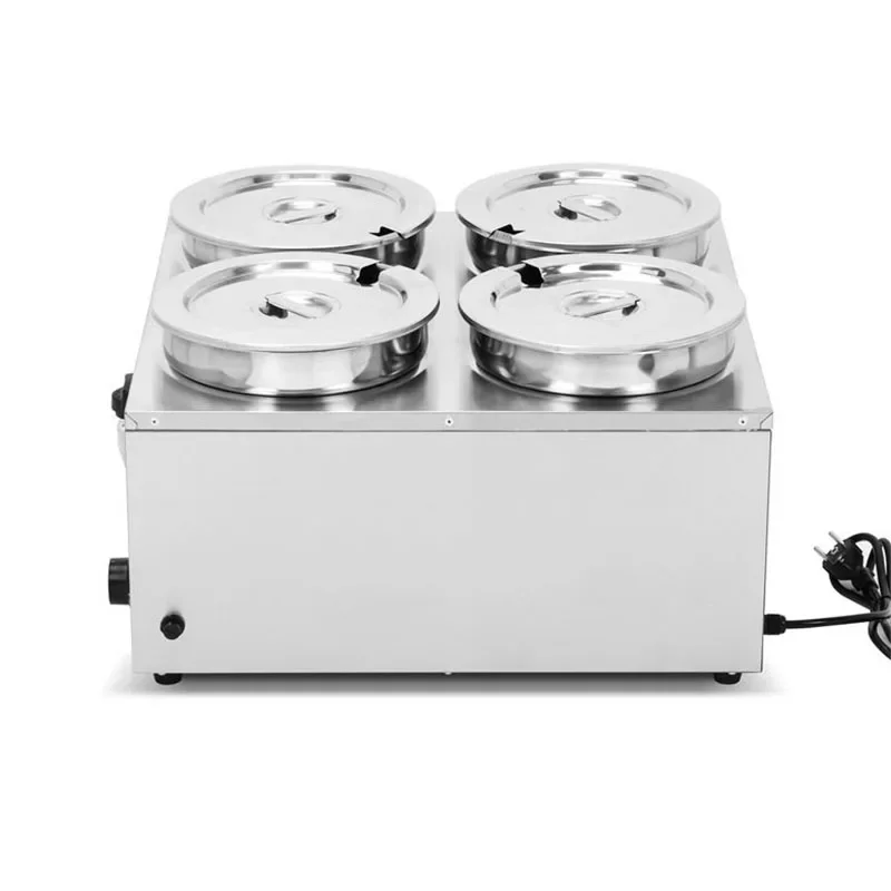 4 Round Pot Stainless Steel Commercial Bain Marie Electric Soup Warmer Adjustable Temp Food Heat Preservation Machine Customized