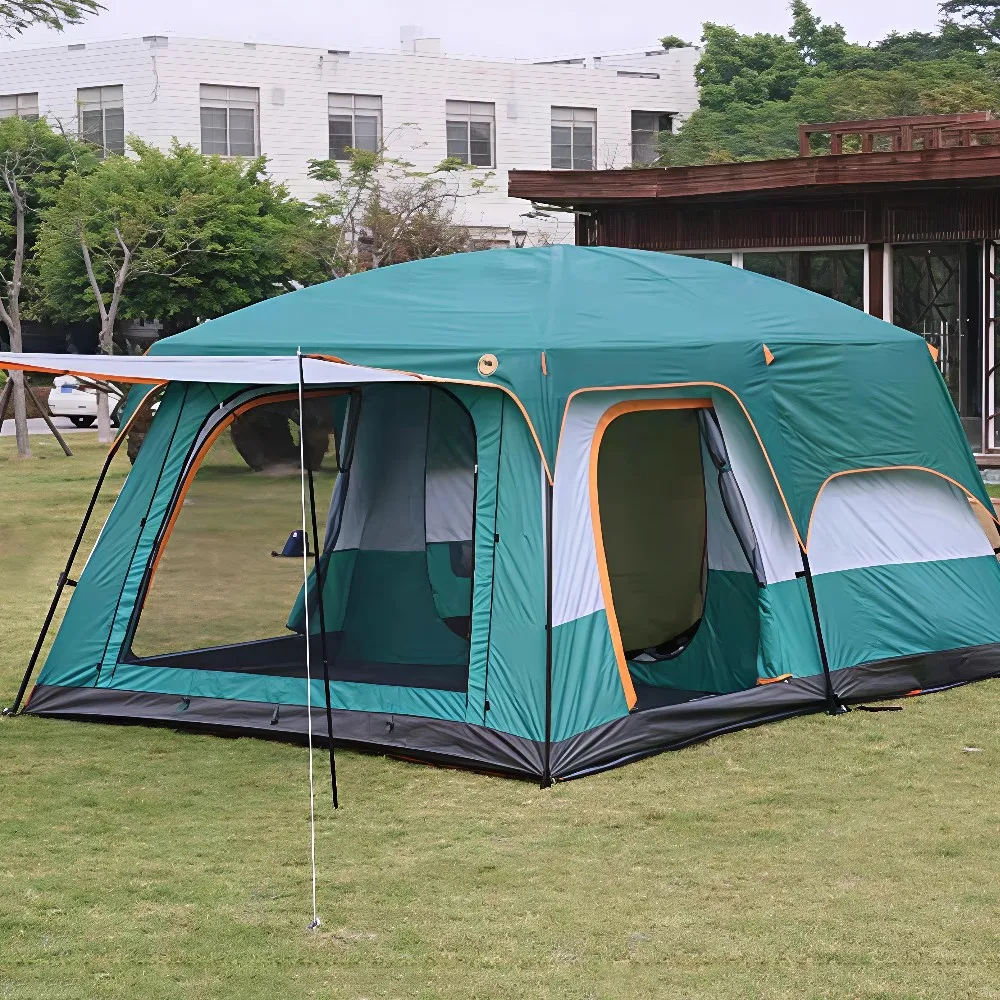 Tunnel-Campingzelt für 3-12 Personen Übergroßes 2-Zimmer-Campingzelt mit Schlafkabine UV-Schutz Wasserdichtes Faltbares Familienzelt