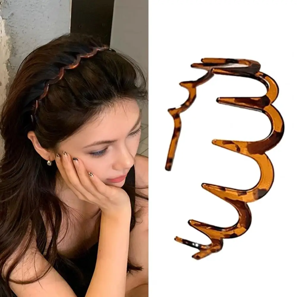 Women Headband Wavy Teeth Secure Hold Non-Stretching Retro Headband Makeup Daily Wear Hair Accessory 헤드밴드