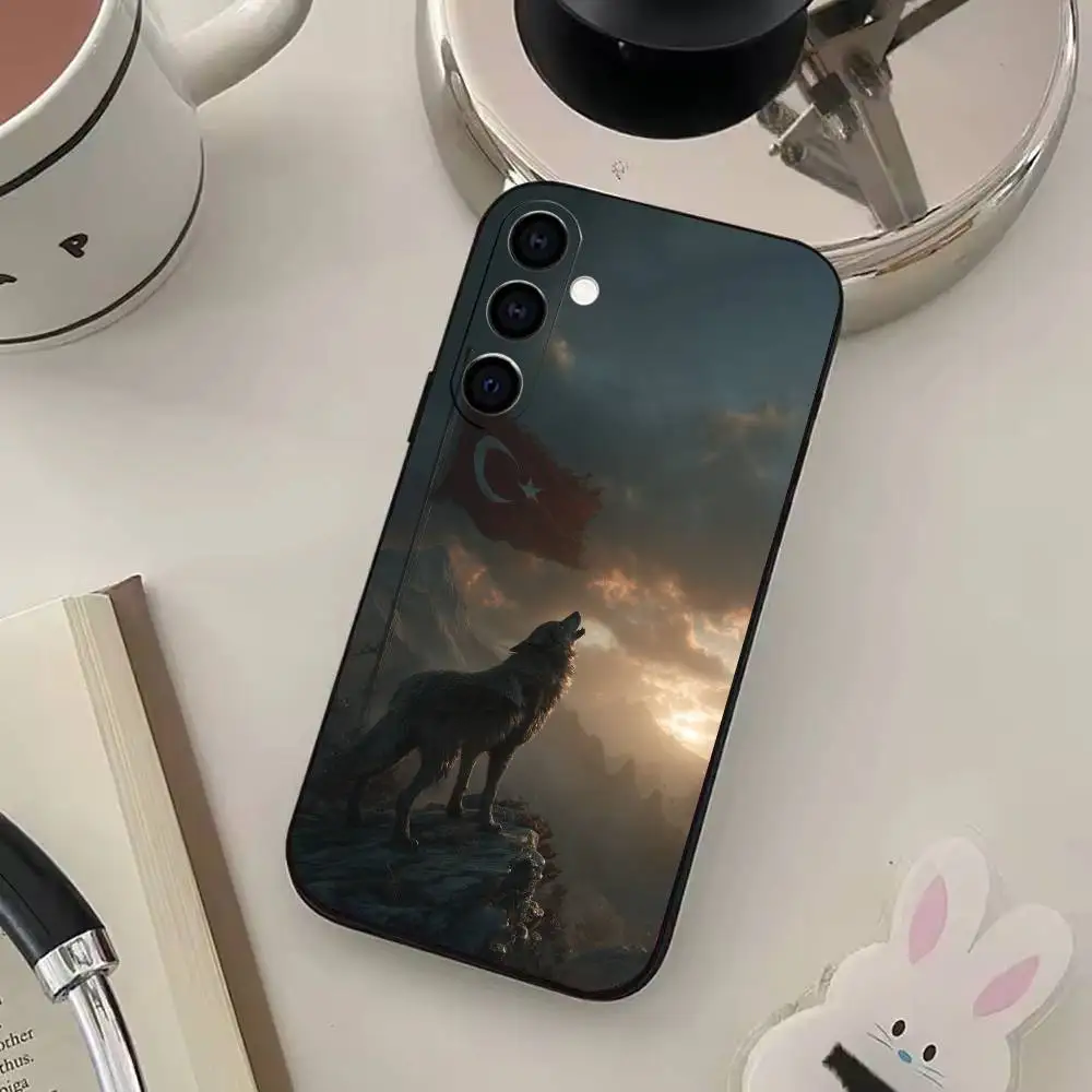 Turkey Flag bozkurt Turk Wolf Phone Case For Samsung Galaxy A73,A72,A71,A70,A53,A52,A51,Soft Silicone Black Cover