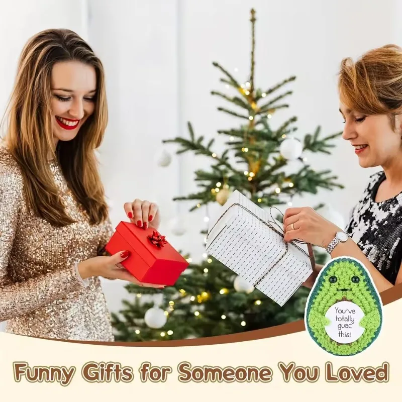 

Positive Knitted Animal & Fruit Crochet Doll: Funny Handmade Gift with Affirmation Card Creative Table Ornament Birthday Present