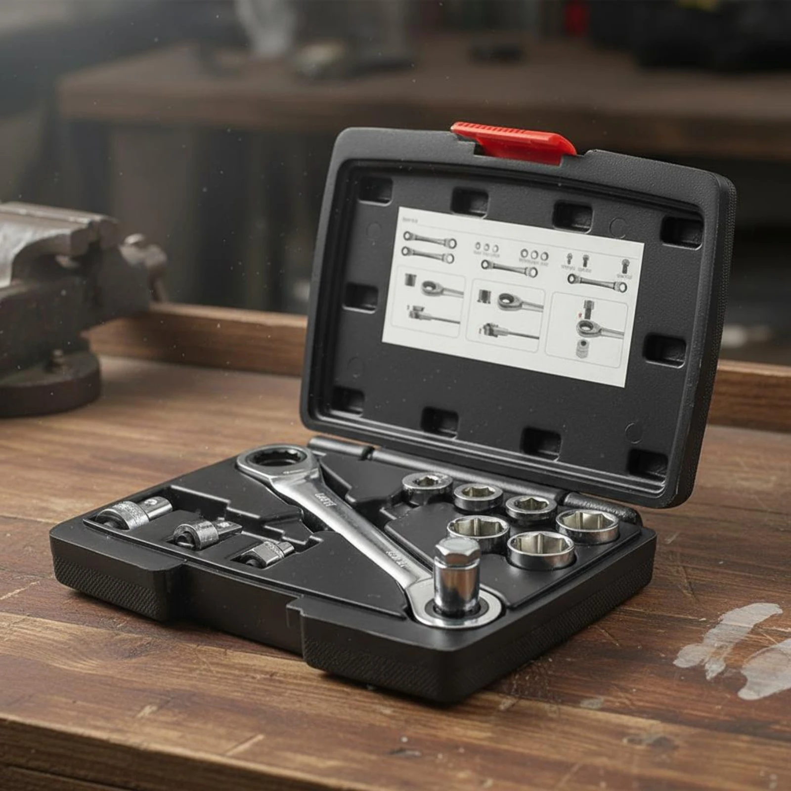 15 Pieces Wrench Adapter Set Hard Case Socket Adapter Kit Ratchet Wrench Set Compact Hand Tools Portable