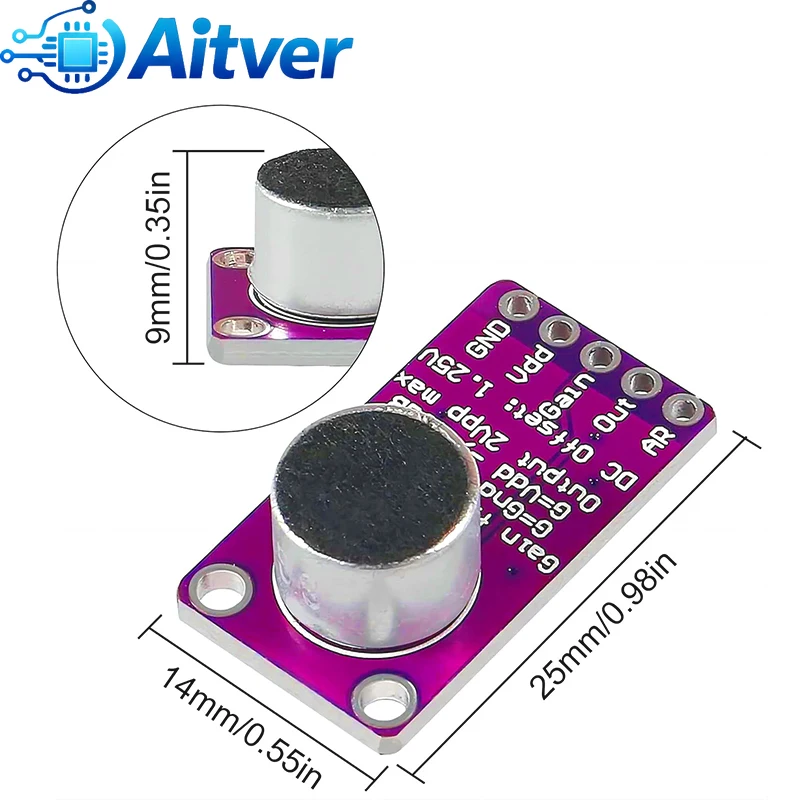 MAX9814 Microphone AGC Module Electret Mic Automatic Gain Control Audio Amplifier Board for Arduino DIY