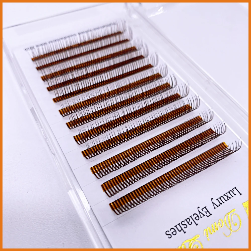 5D Individual lashes Caramel color Mink Soft False Eyelashes 5D Spike Fairy Little Devil Eyelashes Russian Volume Premade Fans
