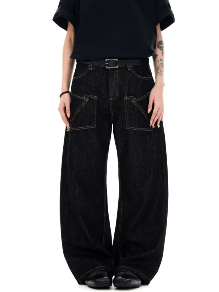 2026 Cyber Y2K Streetwear Pocket Design Black Baggy New Jeans Pants For Men Clothing Straight Casual Long Trousers Moda Hombre