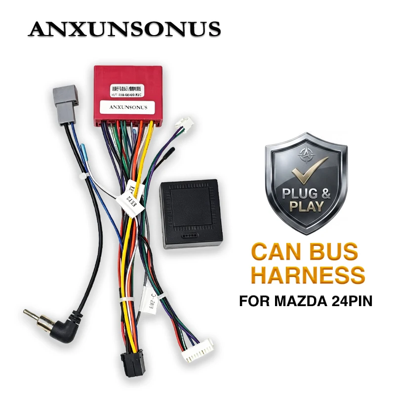 Wiring Harness CAN Bus Decoder for for Mazda 6 GH1/GH2, 3 BL/BM/BN, CX-7, SWC Bose System Retention, P&P, 16Pin Android Adapter