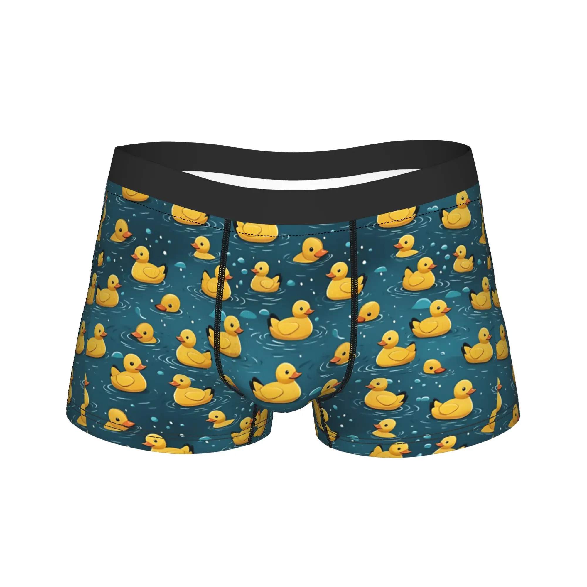 

Желтые трусы-боксеры с забавным дизайном в виде резиновой уточки для мужчин, с анатомическим мешочком, большие размеры