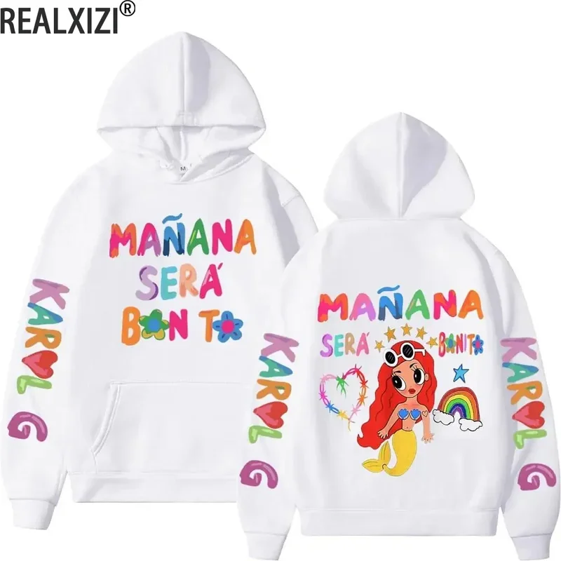 Female singer Karol G hoodies Manana sera bonito printing hoodie bichota multi-colors sweatshirts Y2K fleece hoody men women