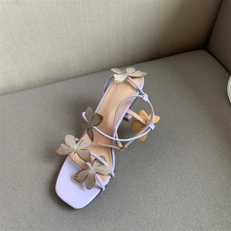 Shoes for Women  Summer Women's Sandals Fashion Versatile Female Shoes Butterfly Slim Heel Pumps High Heels Buckle Women Shoes