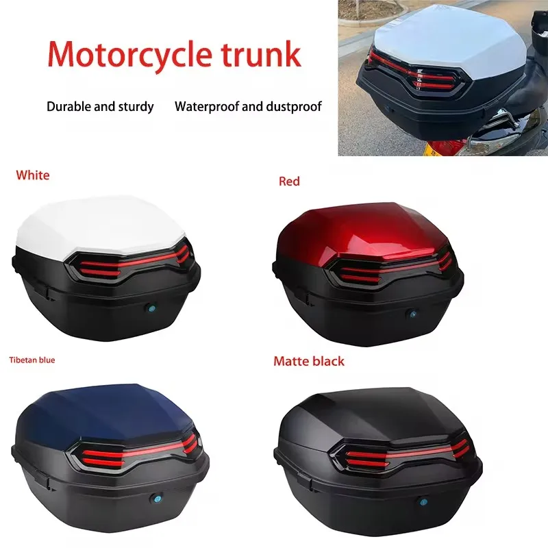 Motorcycle Trunk, Universal Mounting Motorcycle Top Case Tail Box Carrier, Lockable Top Luggage Storage Box Carrier For Motorcyc