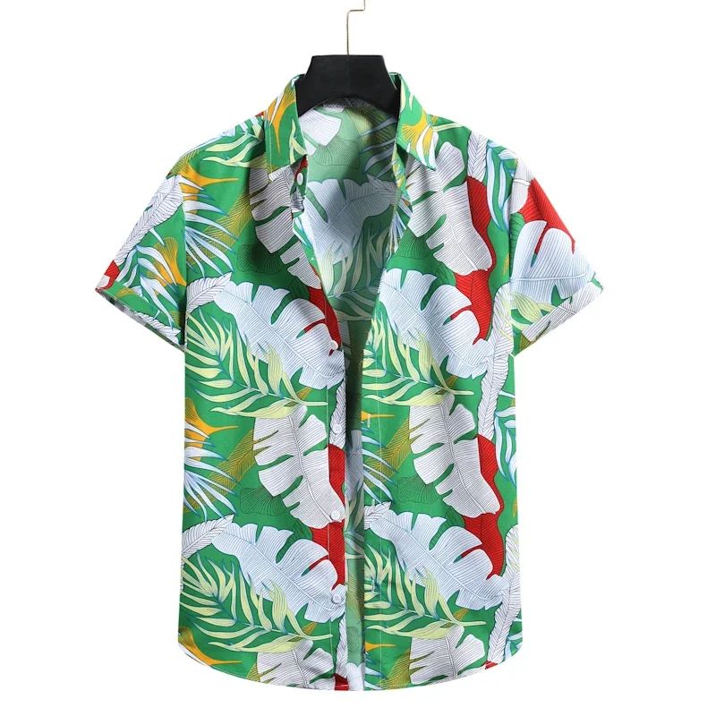 

Fashion Floral Print Hawaiian Shirt Mens 2021 Summer New Casual Short Sleeve Tropical Aloha Shirts Holiday Style Clothing Male