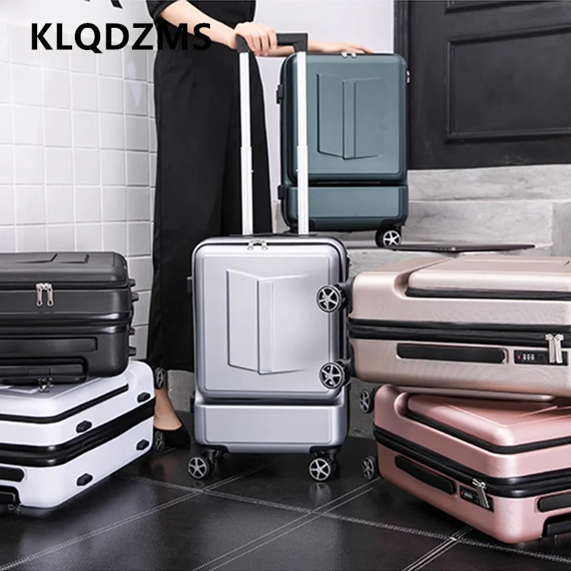 KLQDZMS ABS+PC-Kabinenkoffer mit Frontöffnung, Boarding-Koffer, 50,8 cm, USB-Lade-Trolley für Herren, 24-Zoll-Laptop-Gepäck für Damen