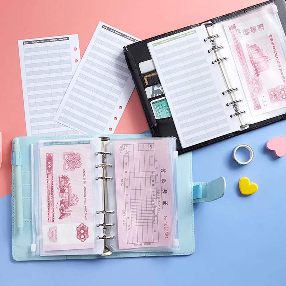 Tarjetas de presupuesto de papel grueso, rastreador de gastos de seis agujeros, insertos para planificador de presupuesto, hojas de grabación de efectivo portátiles, 36 Uds.