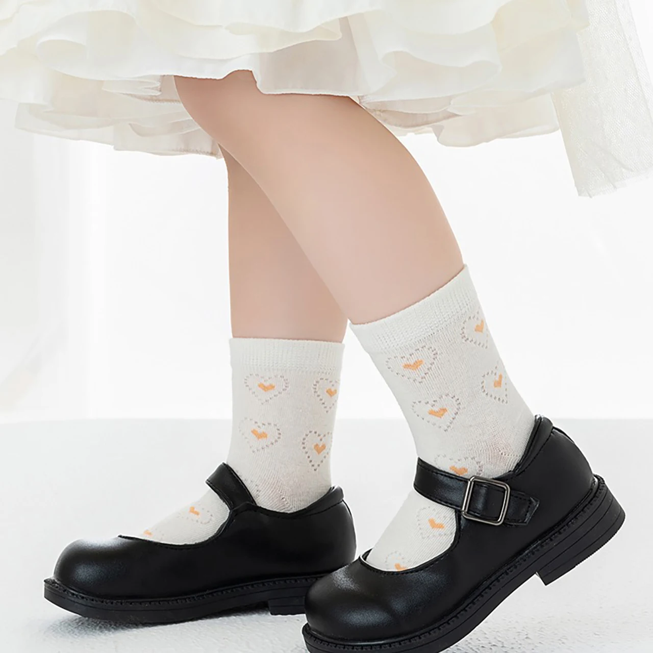 4Pair Summer Girl Cotton Socks White Color Middle Tube Sock Sweat Absorbing Breathable Children Mesh Socks 1-8Year Baby Footwear