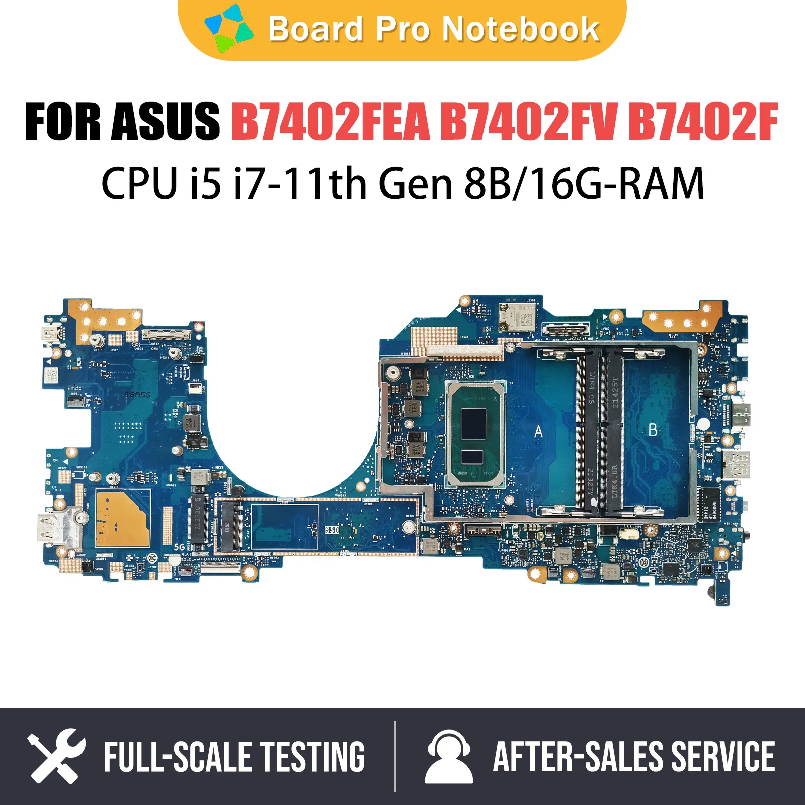 

SAMXINNO B7402FEA For ExpertBook B7 Flip ASUS B7402FV B7402F Laptop Motherboard With i5 i7 11th Gen CPU 8G/16G RAM 100% Tesk