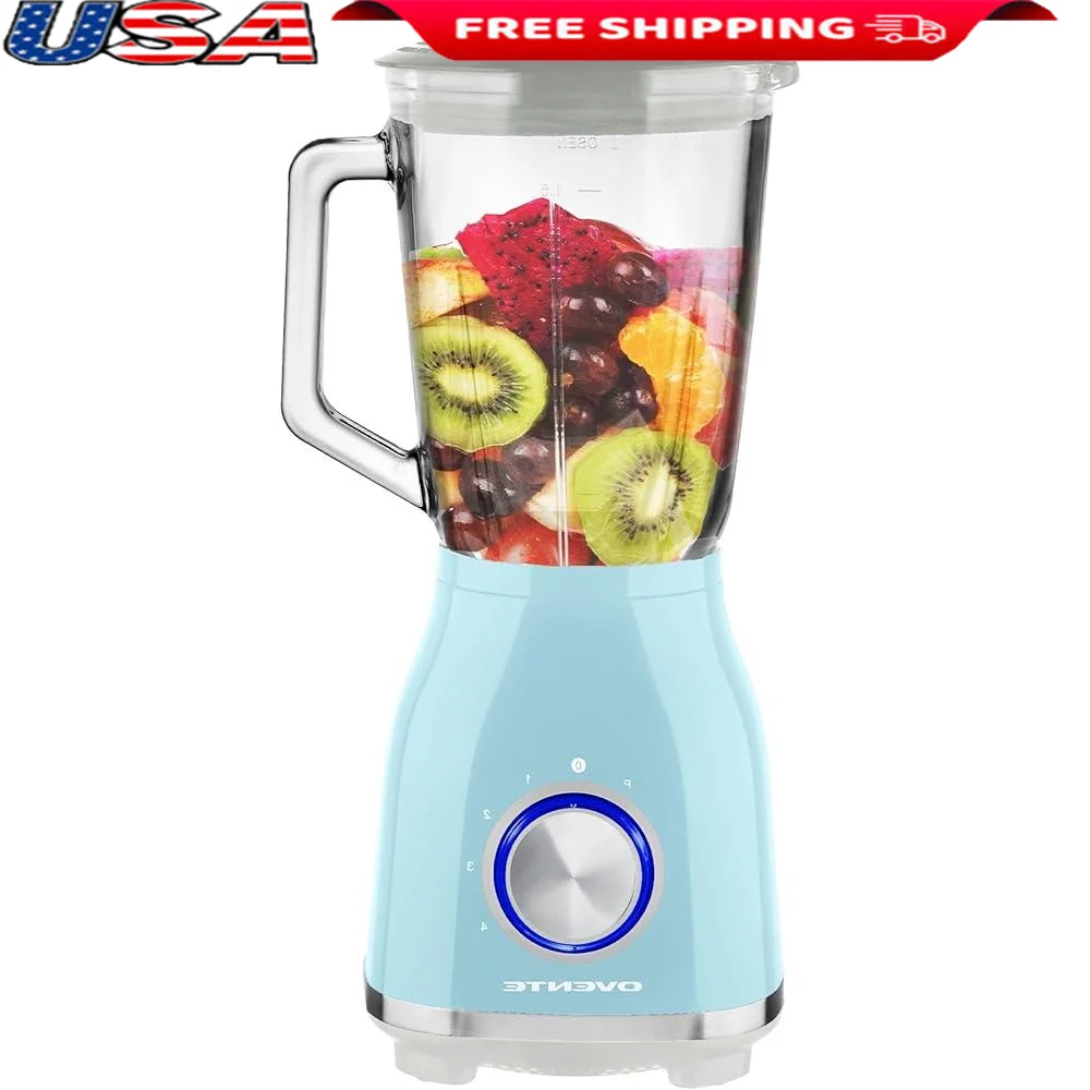 

Powerful Kitchen Blender 550W Stainless Steel Blades 4 Speed Settings 50oz Glass Jar Ideal Smoothies Purees Soups Juices