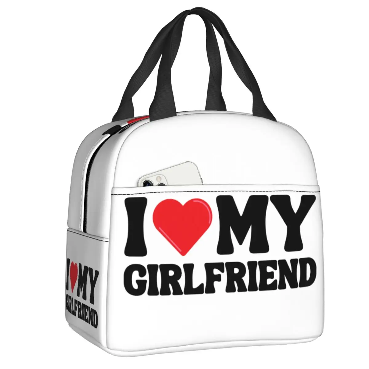 

Custom I Love My Girlfriend Lunch Bag Men Women Cooler Thermal Insulated Lunch Boxes for Adult Office