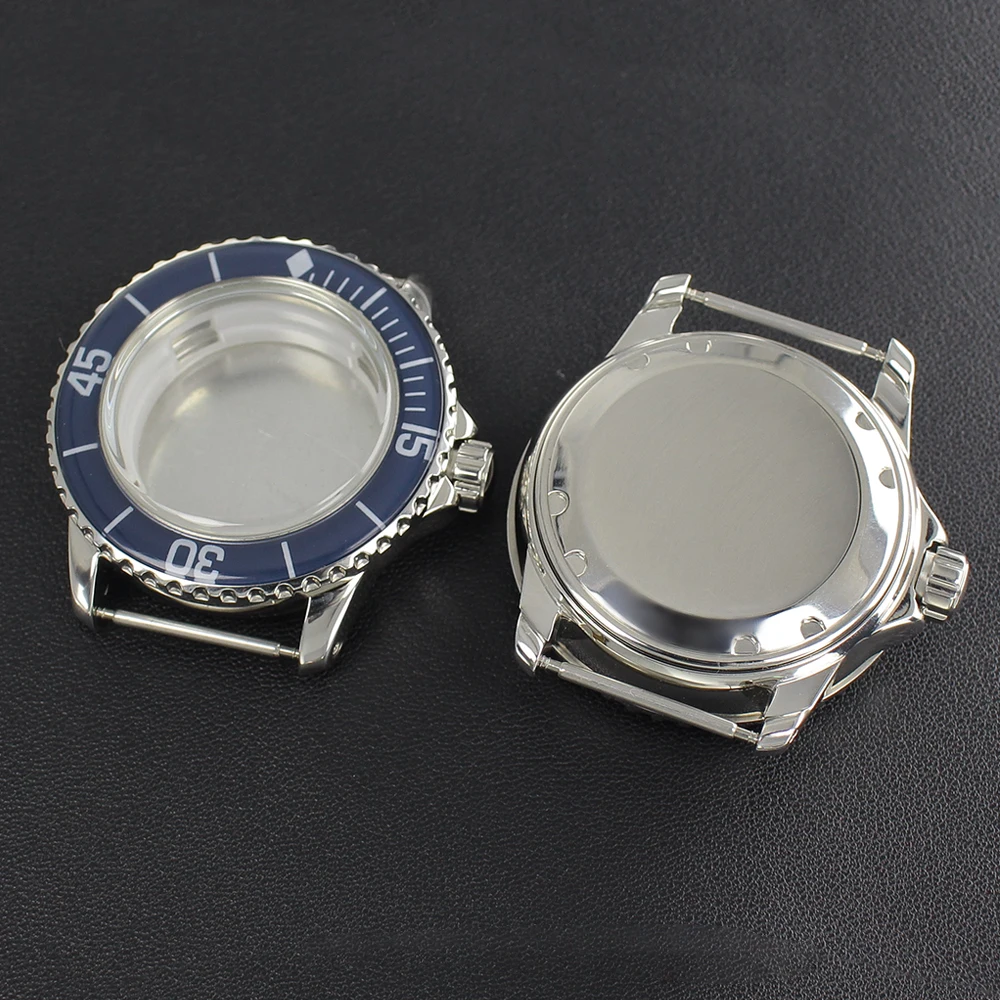 

Silver NH35 Cases 45MM 100m Waterproof Watch Case Luminous Bezel For 50 FATHOMS NH35 NH36 NH34/38 Movement Watch MOD Accessories