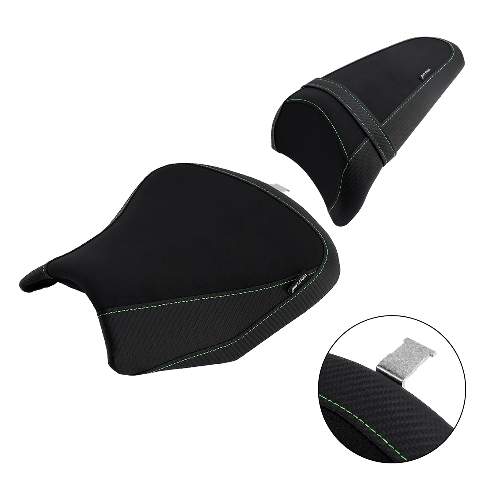 Artudatech Front&Rear Raider Passenger Cushion Kit Green for Kawasaki Ninja 650 Z650 2017 2018 2019 2020  2021 2022 2023-2025