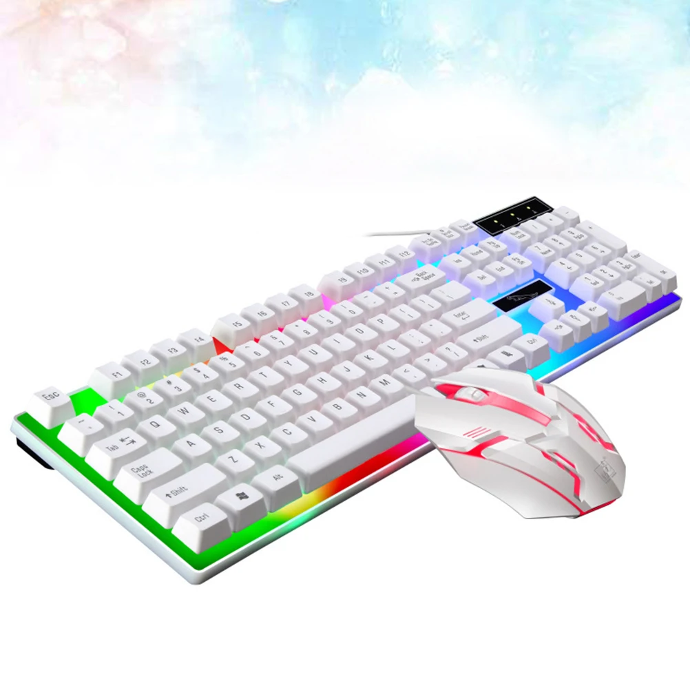 

Wired Keyboard and Mouse Set Computer Gaming Usb Keyboards Mice Accessories Black White