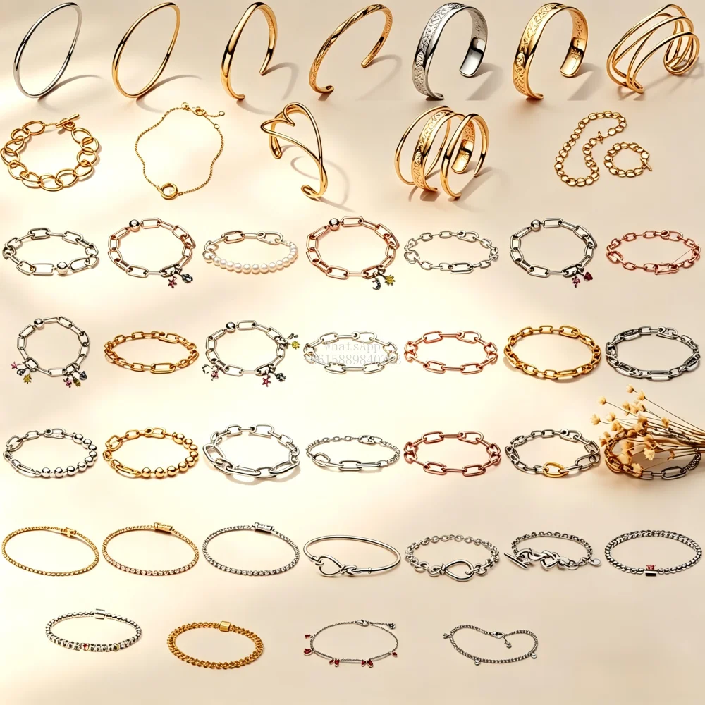 

P family 925 silver interwoven ring-shaped bracelet - a piece of jewelry made up of strung beads