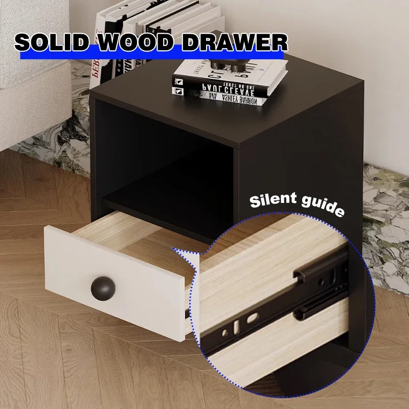 

-Popular Designer Square Bedside Table Modern Simple Home Bedroom Black Baking Paint Storage Bedside Cabinet