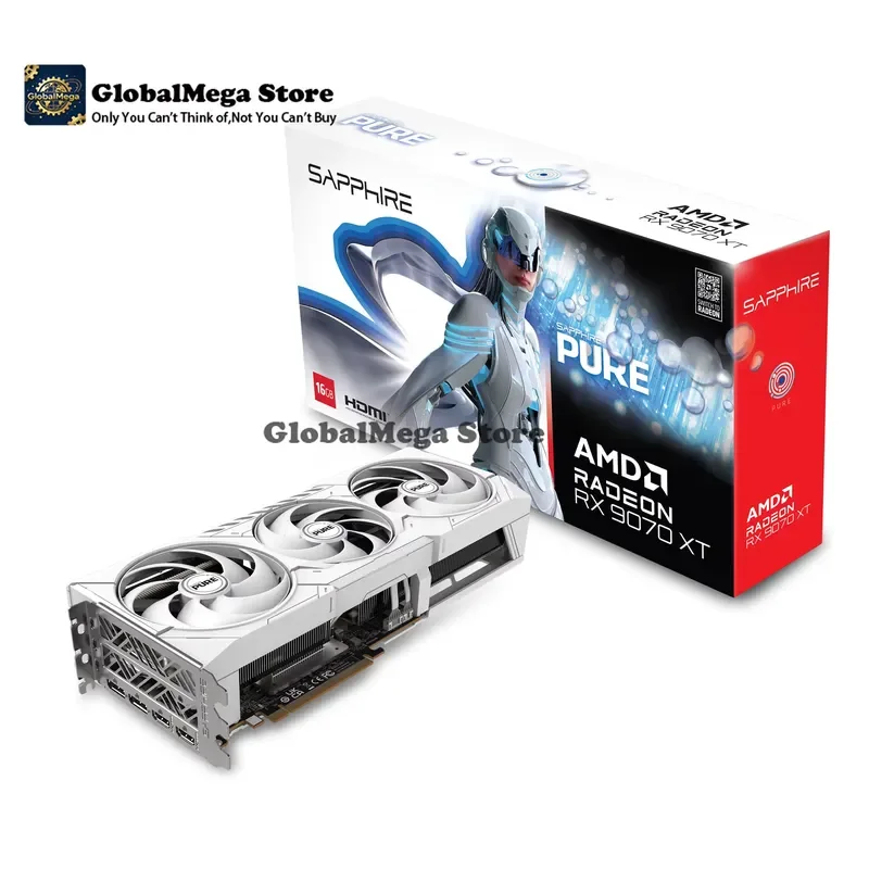2026 Latest Gaming GPU Radeon RX 9070 XT 16GB GDDR6 Overclocked PCIe 5.0 Graphics Card for Desktop PC High Performance Video