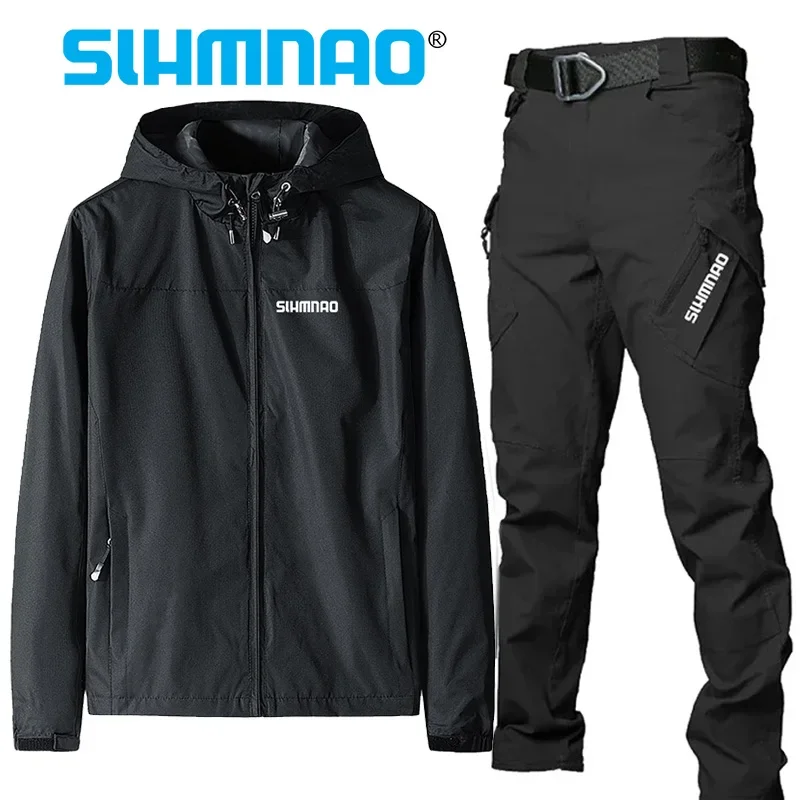 

Cycling Suit Set, Spring and Autumn Fishing Suit, Men's Hunting Pants, Windproof and Waterproof Jacket, Mountaineering Jacket