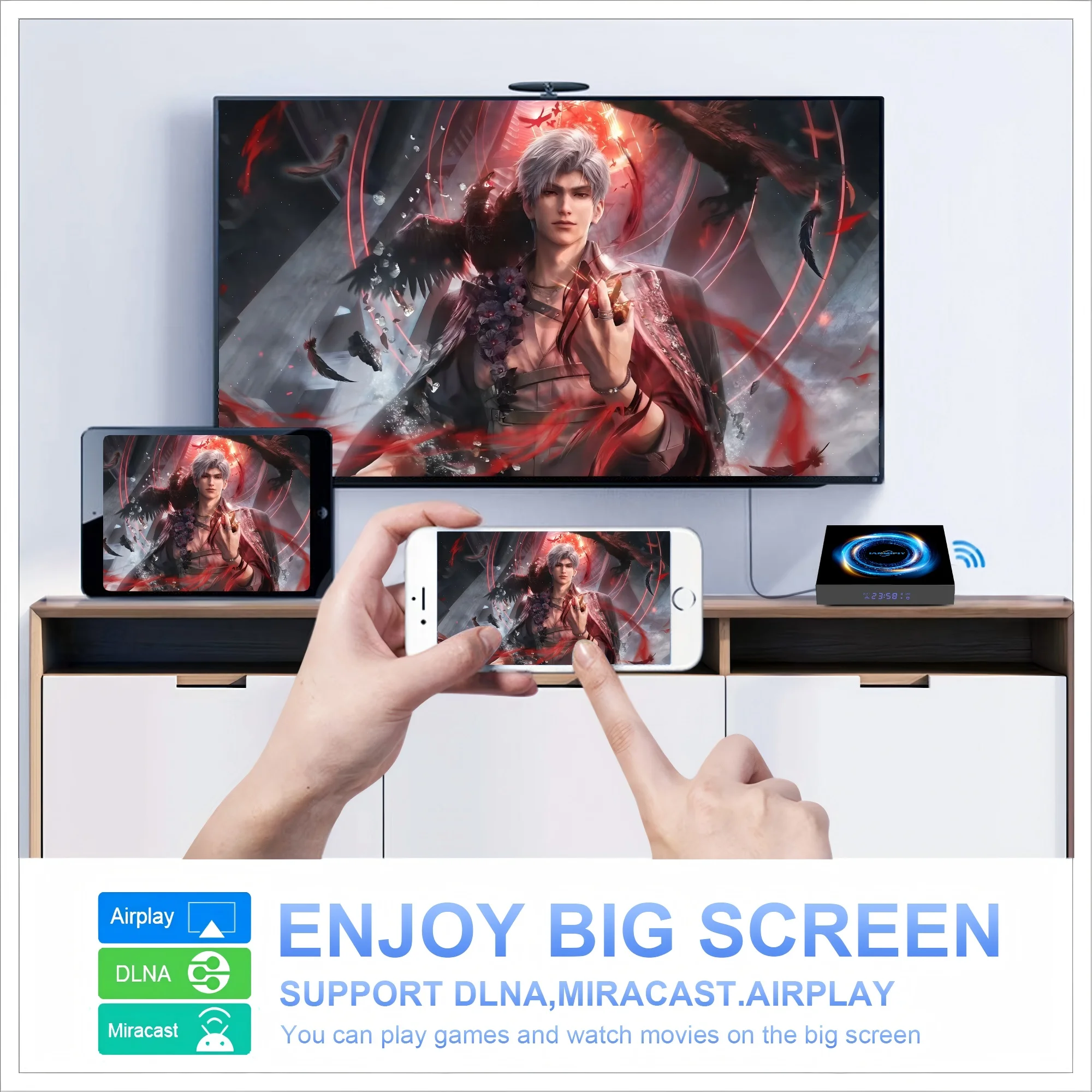 Janmifly Smart TV Box  R69S1 Global Version Android 12 Ultra HD 8K Video Bluetooth 5.0 HDR10+ Large Memory Media Player