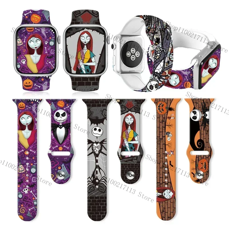 

Halloween series print strap For Apple Watch Ultra S8 65432SE Silicone Watch Replacement watchband 38-45mm for boys girls gifts