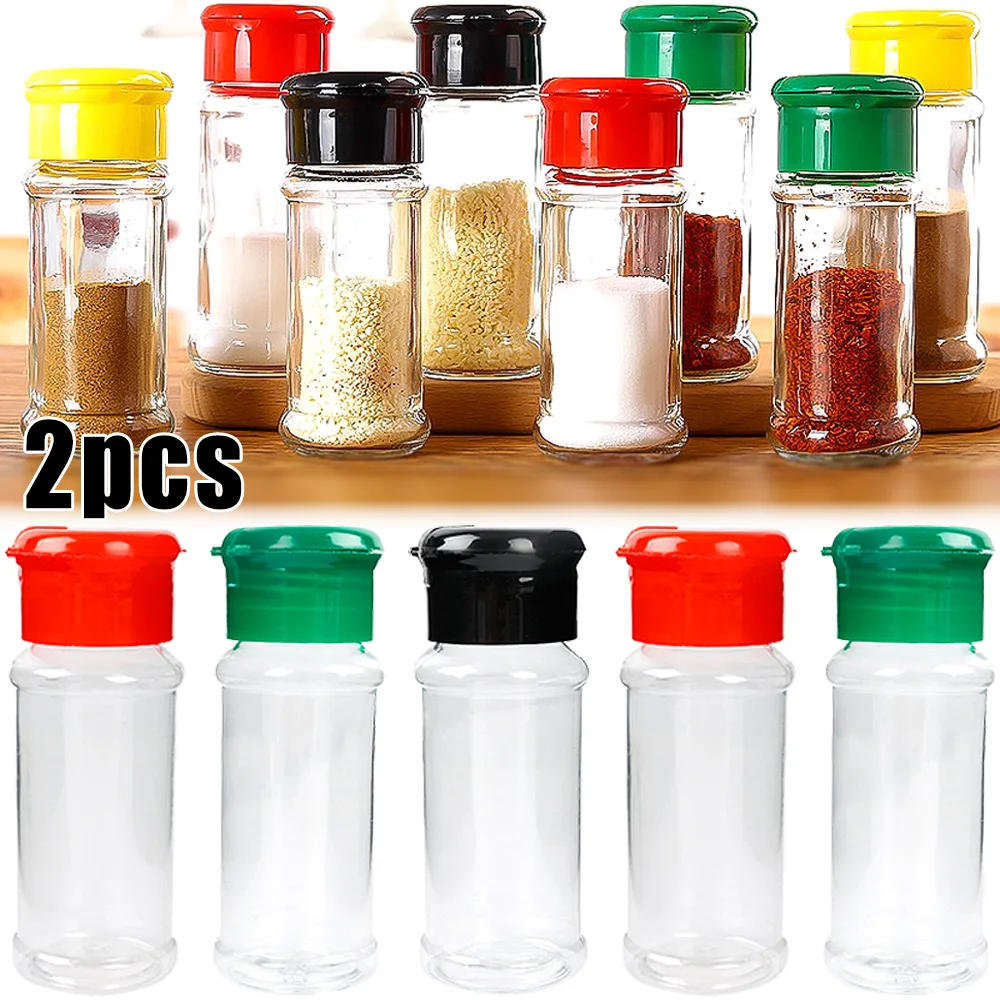 Frascos de condimentos transparentes de 100ML, botellas salero, pimienta, tarro de almacenamiento de especias, cajas de condimentos, contenedor dispensador de condimentos de cocina