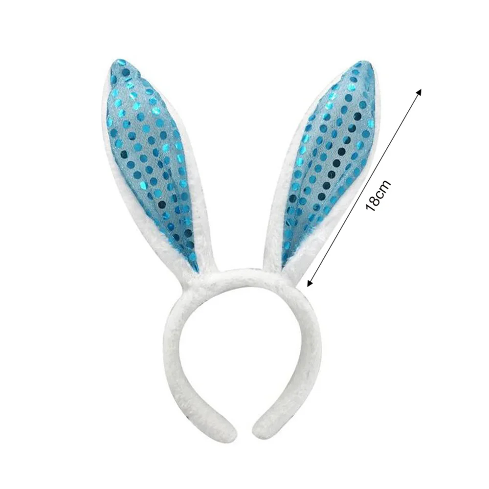 Serre-tête lapin en peluche avec des oreilles en sequins, accessoire de déguisement de fête cosplay, accessoire pour cheveux de Pâques, décoration de festival 2024.