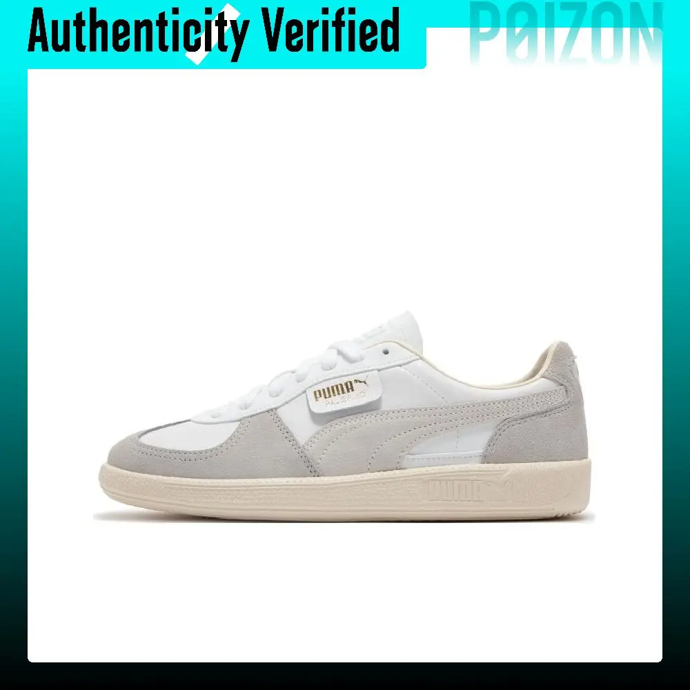 PUMA Palermo Artificial Leather, Leather Breathable Low top German Army Trainers Unisex White Gray 396464-02