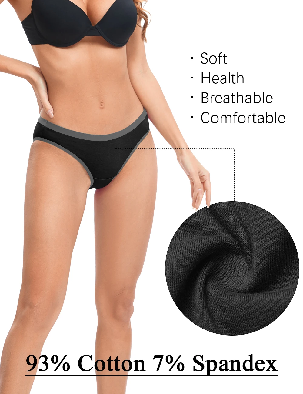 POKARLA-bragas de corte alto para mujer, ropa interior de algodón transpirable y saludable, sin montar, talla grande, 6 piezas