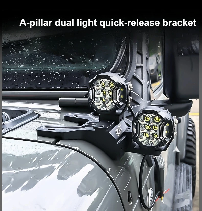 For Jeep Wrangler JL Quick Release A-Pillar Bracket Front Bumper Spot Light Mount Expansion Antenna Modification Accessories