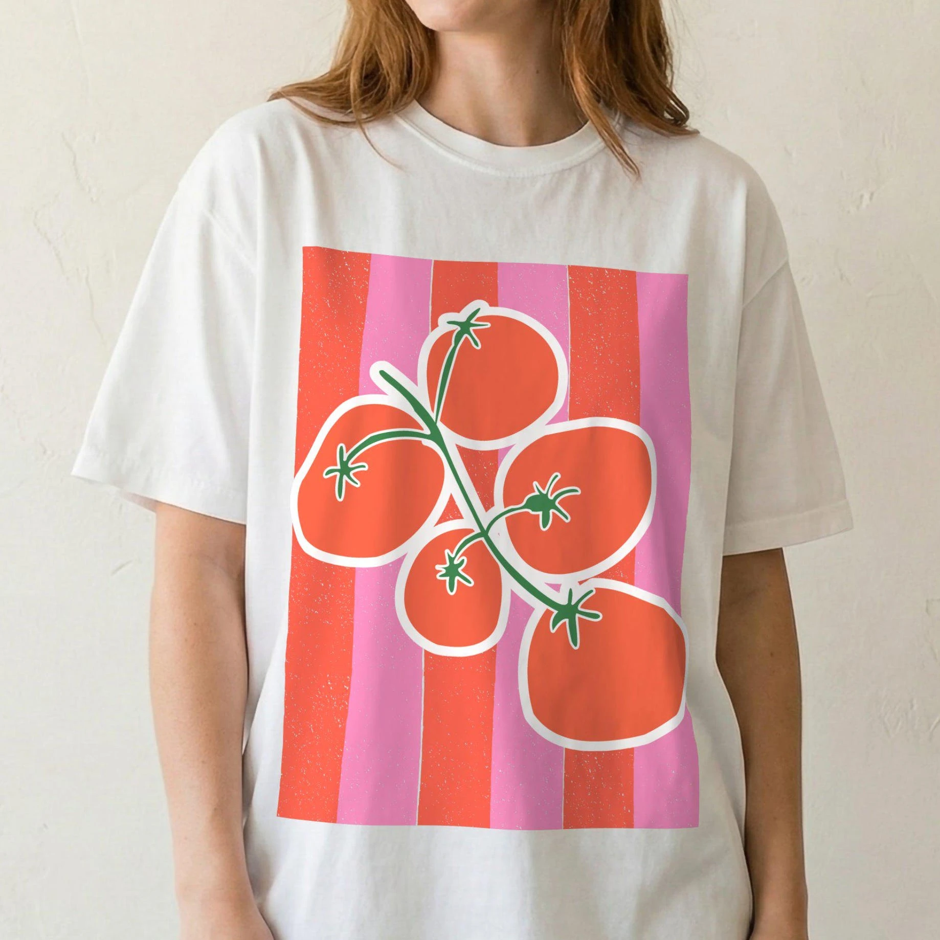 Tomato Pattern T-shirt: Italian Summer Style, Capri Coast T-shirt
