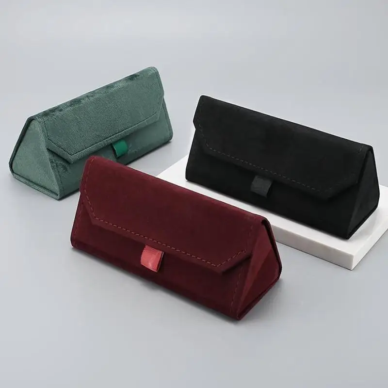 حافظة نظارات مخملية مثلثة قابلة للطي حافظة نظارات شمسية أنيقة صندوق نظارات قراءة ناعم صندوق نظارات إبداعي مقاوم للضغط #4