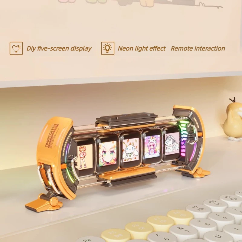 DIY Electron Figurines Creative Fluorescent Tube Clock Ornament Game Room Desktop Decoration Figurines Home Decorative Ornament