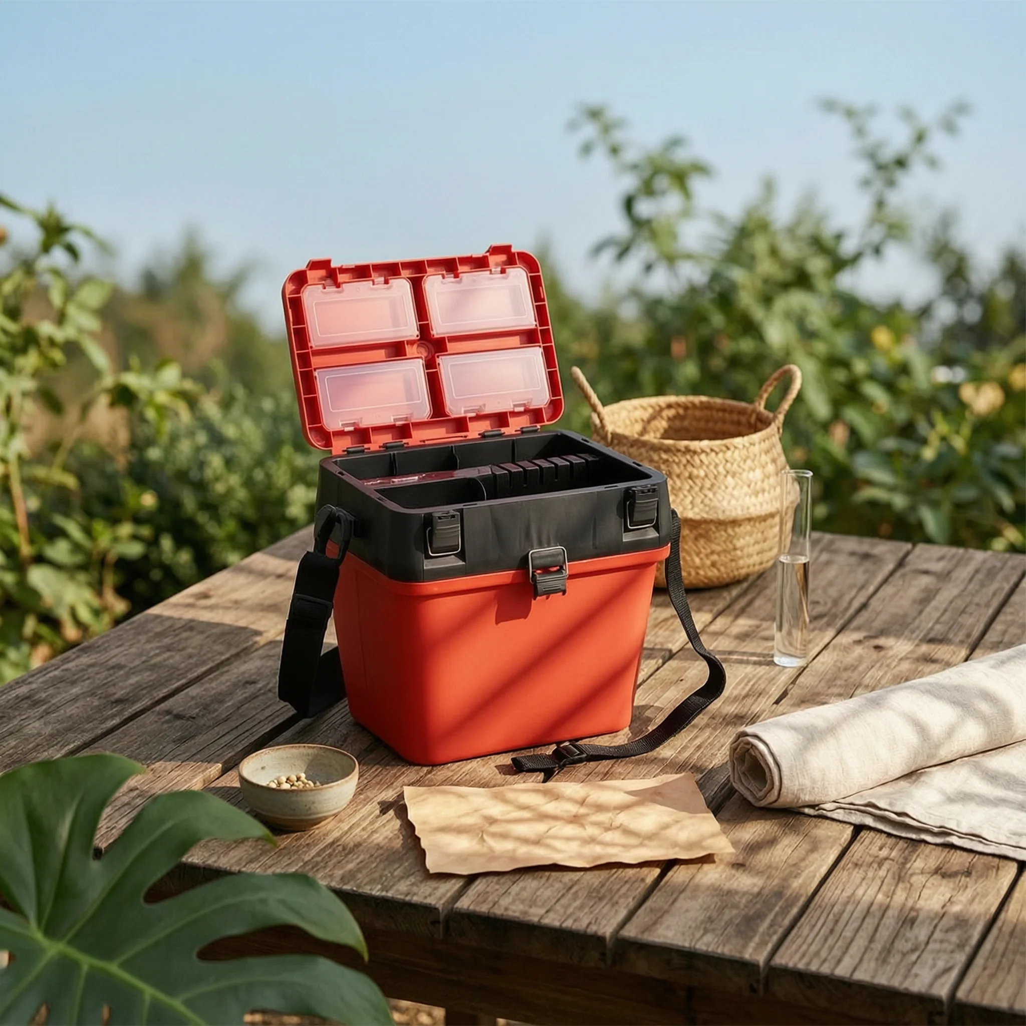 Fishing Tackle Box with Strap Portable Gear Organizer Box Latching Heavy-Duty for Fishermen