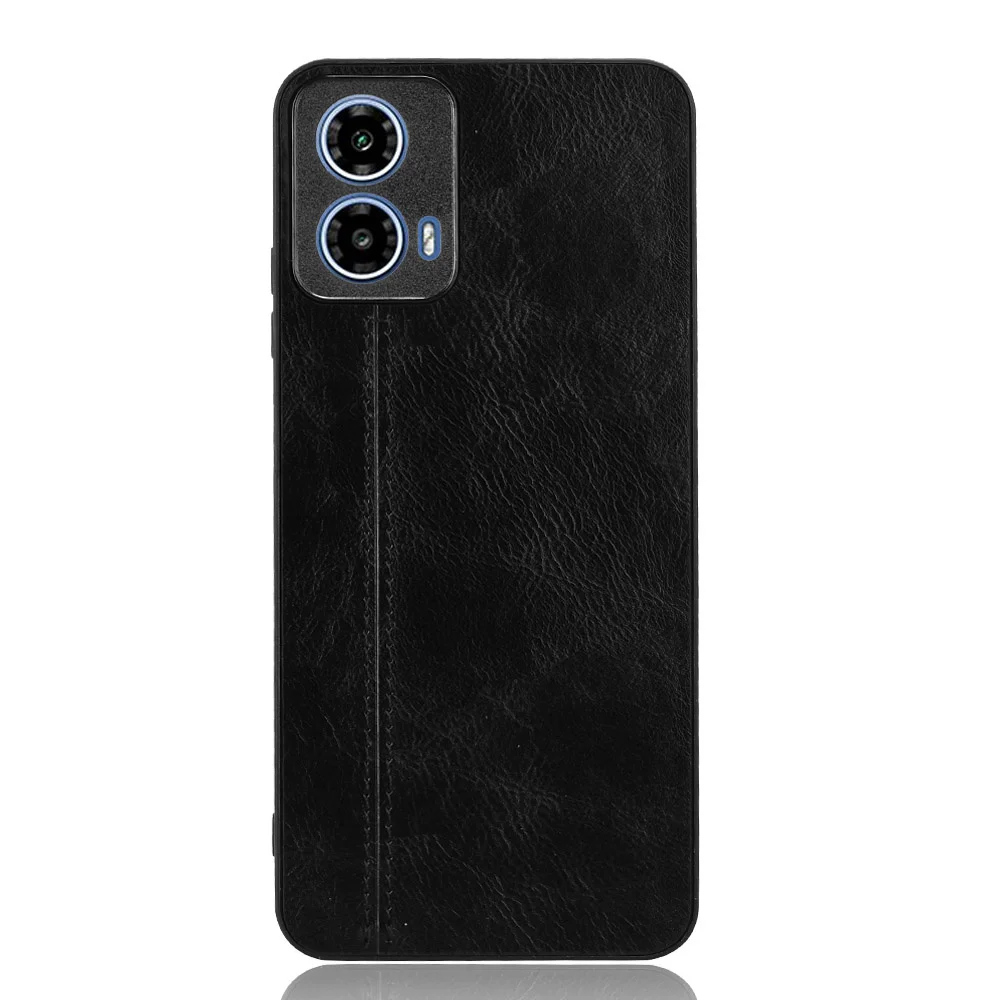 For Moto G34 Case Luxury Calfskin PU Leather lines Hard Back Cover Case For Moto G34 G 34 MotoG34 Phone Case