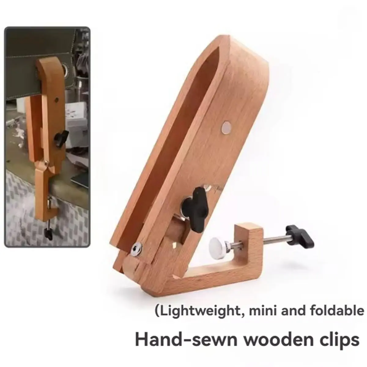 1pc Wood Sewing Clips Table Desktop Tool Leathercraft Vise Wooden Clamp for DIY, Carving, Crafting and Repair