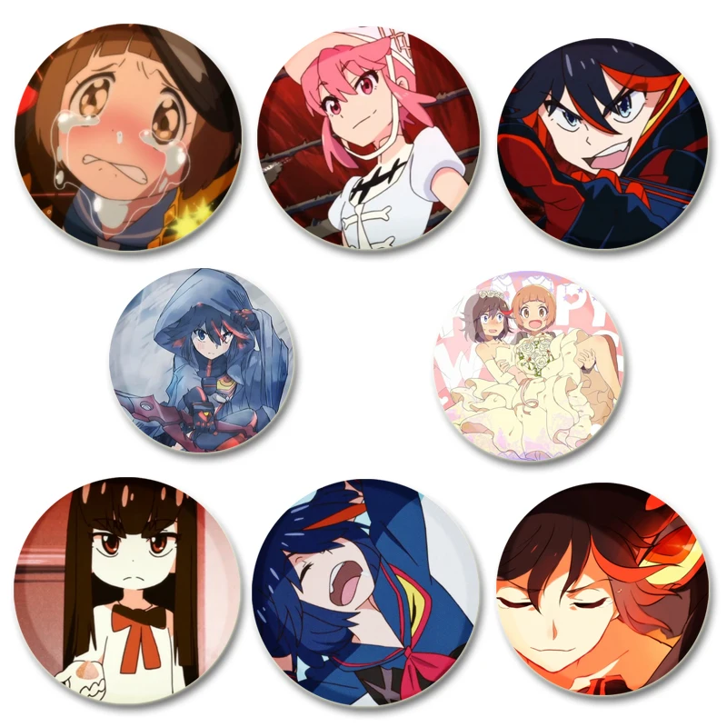 Kill La Kill Cute Anime Brooches Kuroko Matoi Ryuuko Kiryuuin Satsuki Pins Handmade Round Cartoon Badge Jewelry Accessories Gift