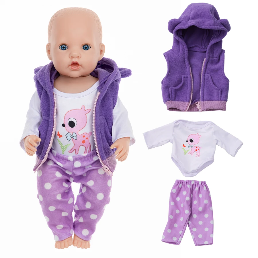16-18 インチの赤ちゃん生まれ人形服かわいい鹿ジャケットパーカーパンツリボーンドールスーツ子供の誕生日プレゼント