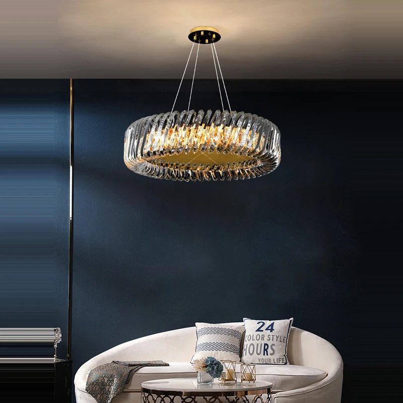 LED Round Gold Dimmable Lamparas Colgantes Chandelier Lighting 2026 New Trend Lustres Para Sala Estar For Living Room