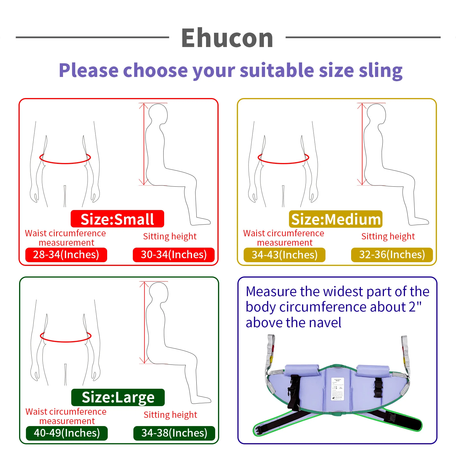 Ehucon Sit to Stand Lift Sling for Elder, Stand Assist Aid Support Belt for Lifting Elder, 500 lbs Safety Working Load