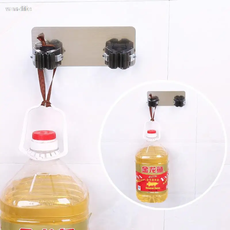 رف ممسحة الحمام من Vanzlife مقاوم للماء بدون خياطة وخالي من اللكمات وصف مزدوج مثبت على الحائط ومشبك خطاف ممسحة لاصق للتخزين