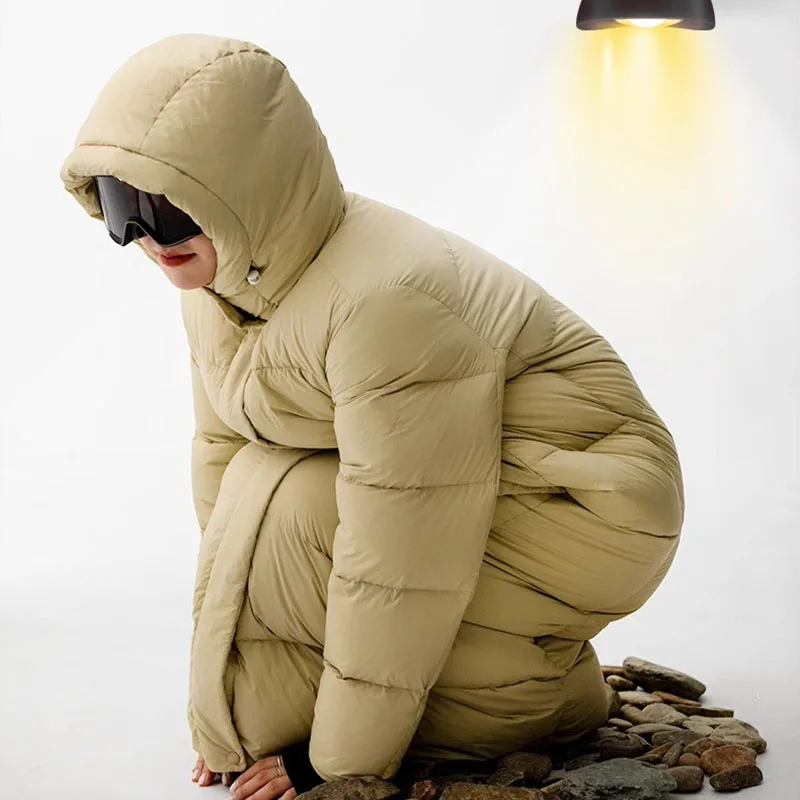 باركر شتاء دافئ مقنعين مزاجه فضفاض المرأة أسفل سترة 2025 جديد عالي الجودة سميكة أوزة أسفل المرأة أسفل سترة H487