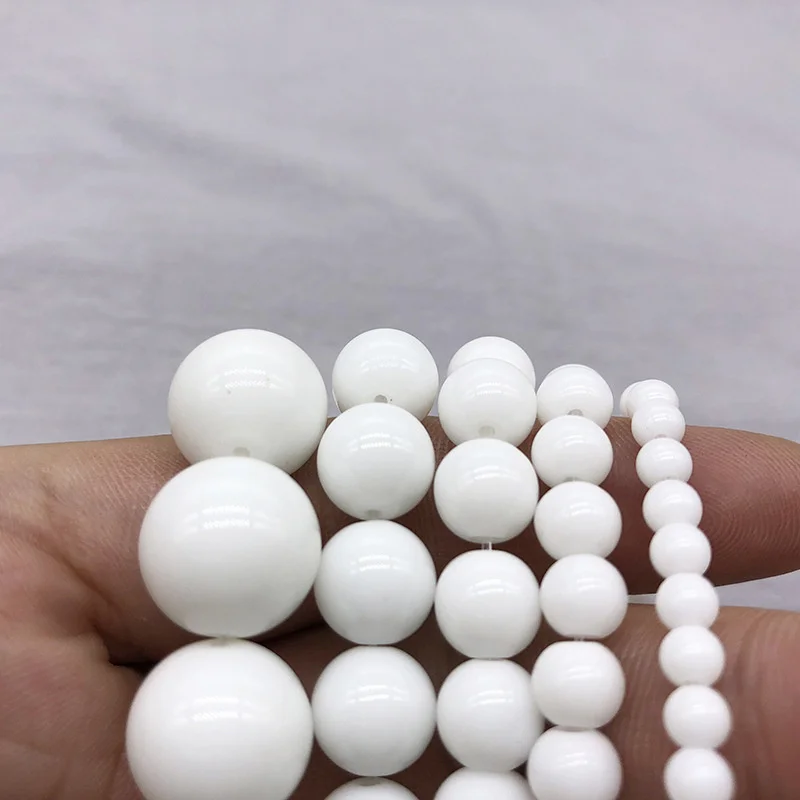 Natural Beads White Tridacna Stone Round Loose Beads For Jewelry Making DIY Bracelet Earrings Accessories 15\'\' 6/8/10mm