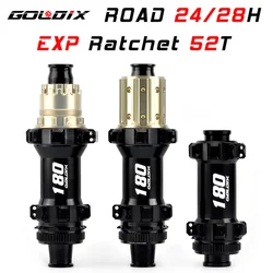 GOLDIX-Moyeu R180 pour Shimano SRAM, Frein à disque à verrouillage central à 6 boulons, 24 trous, 28 trous, Nouveau cliquet EXP, 52T Thru Road, Moyeu de vélo de gravier